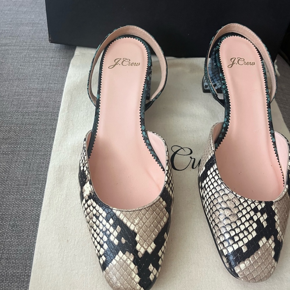 J. Crew Women's Snakeskin Slingback Flats